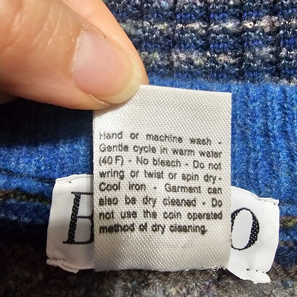 Botto Italy Mens Wool & Alpaca Sweater L Blue Olive Brown Pullover Academia Dad - Picture 7 of 10